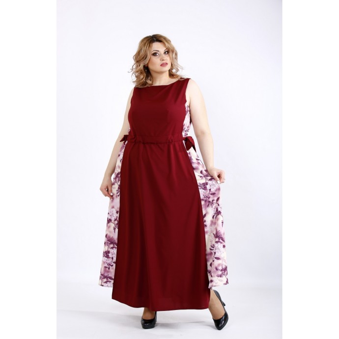 Бордовое нарядное платье в пол ККК22233-01125-2. | Магазин Красотка